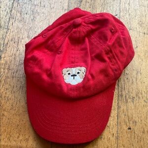 Red Kids Cap with bulldog Embroidery